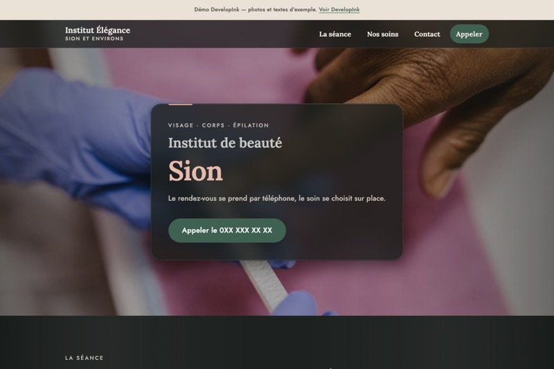 Aperçu du site d'exemple — Institut de beauté
