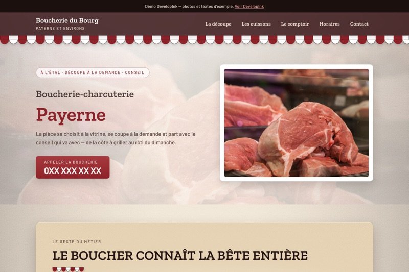 Aperçu du site d'exemple — Boucherie