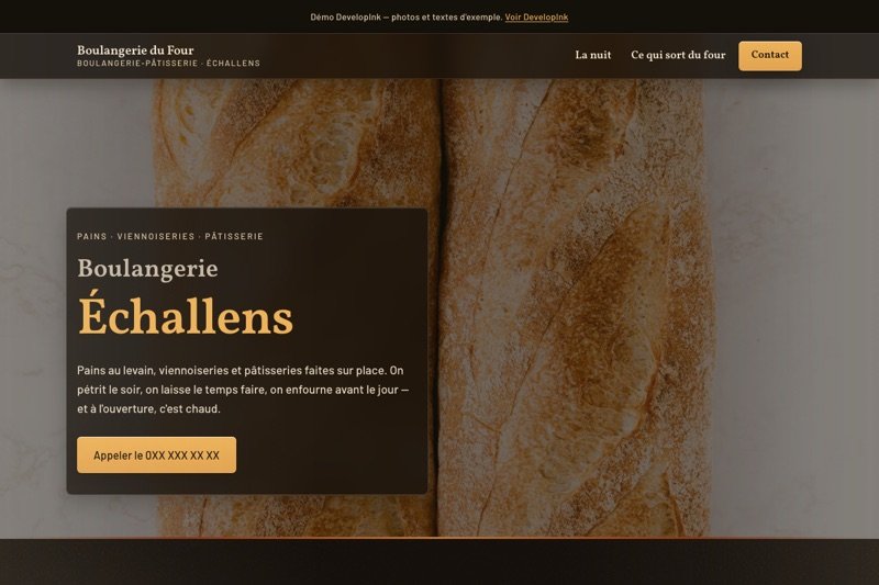Aperçu du site d'exemple — Boulangerie