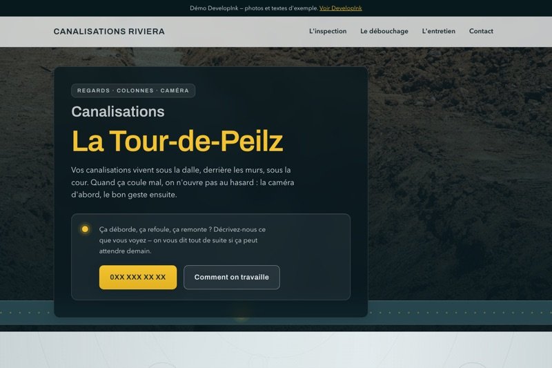 Aperçu du site d'exemple — Canalisations