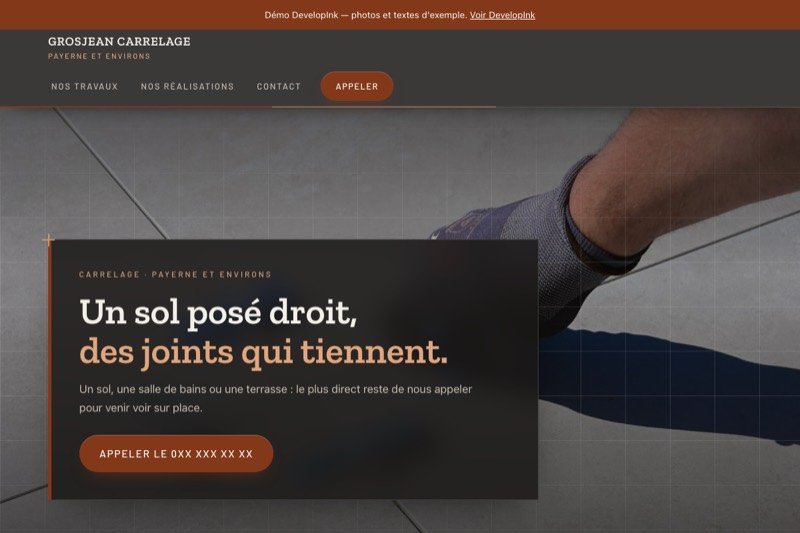 Aperçu du site d'exemple de carrelage