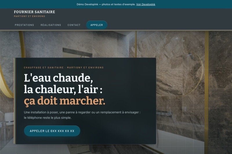 Aperçu du site d'exemple de chauffage et sanitaire