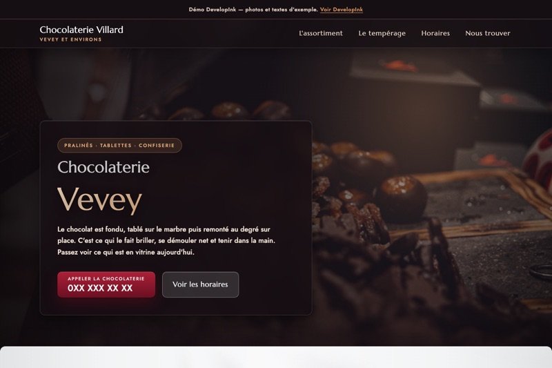 Aperçu du site d'exemple — Chocolaterie
