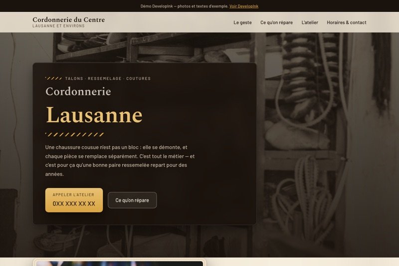Aperçu du site d'exemple — Cordonnerie