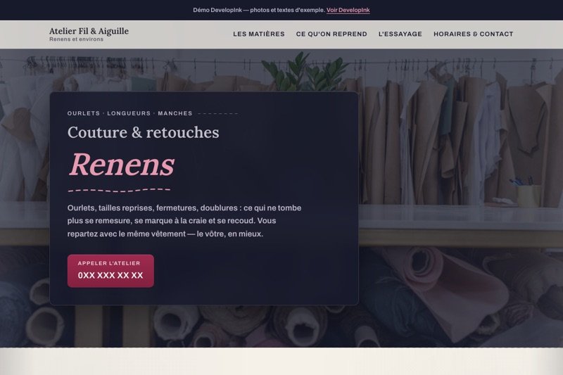Aperçu du site d'exemple — Couture · retouches