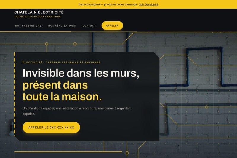 Aperçu du site d'exemple d'électricité