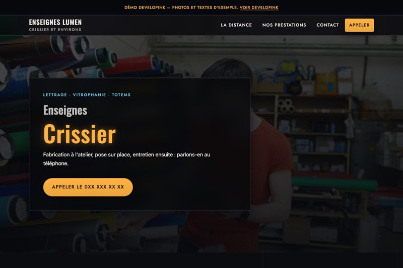 Aperçu du site d'exemple — Enseignes