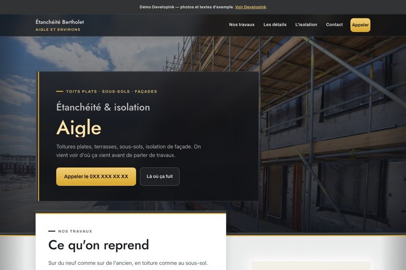 Aperçu du site d'exemple — Étanchéité · isolation