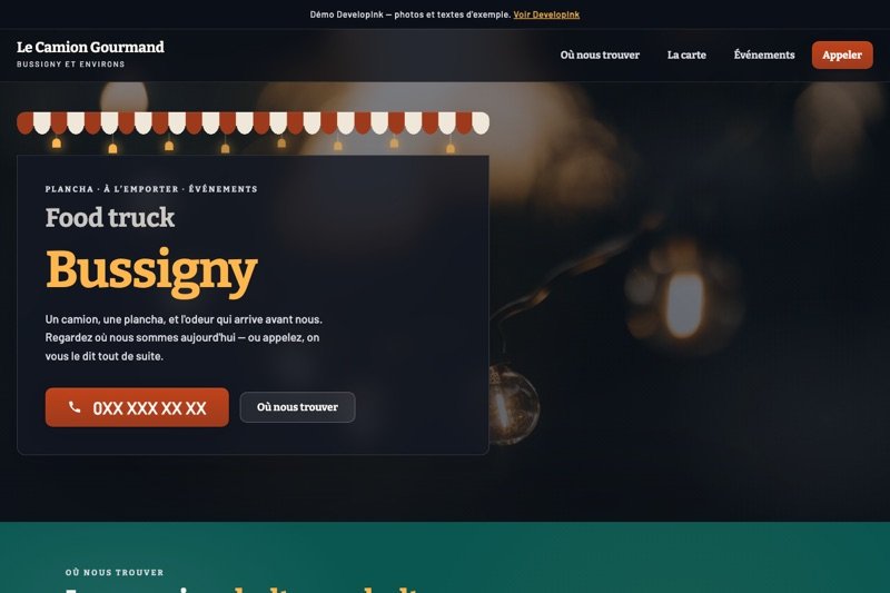 Aperçu du site d'exemple — Food-truck