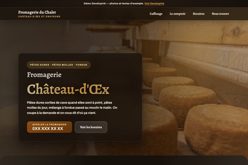 Aperçu du site d'exemple — Fromagerie