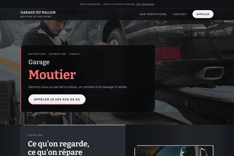 Aperçu du site d'exemple — Garage