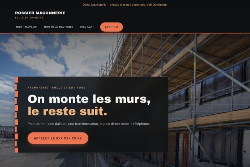 Aperçu du site d'exemple de maçonnerie