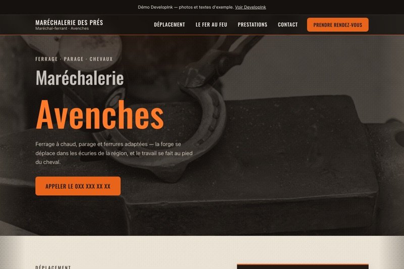 Aperçu du site d'exemple — Maréchal-ferrant