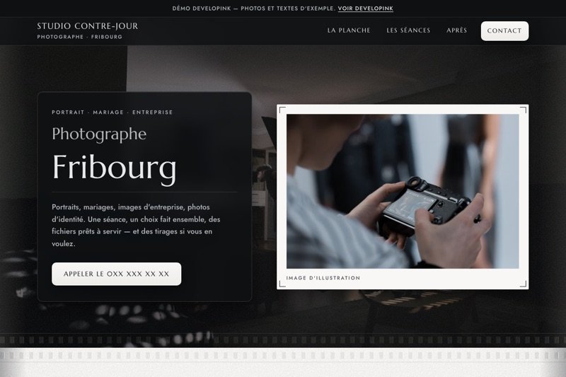 Aperçu du site d'exemple — Photographe