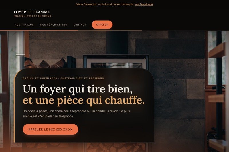 Aperçu du site d'exemple de poêles et cheminées