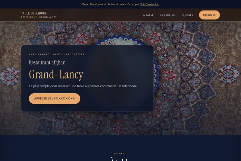 Aperçu du site d'exemple — Afghan