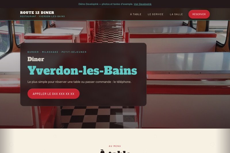 Aperçu du site d'exemple — Diner