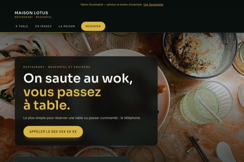 Aperçu du site d'exemple d'un restaurant asiatique
