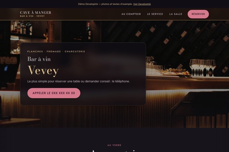 Aperçu du site d'exemple — Bar à vin
