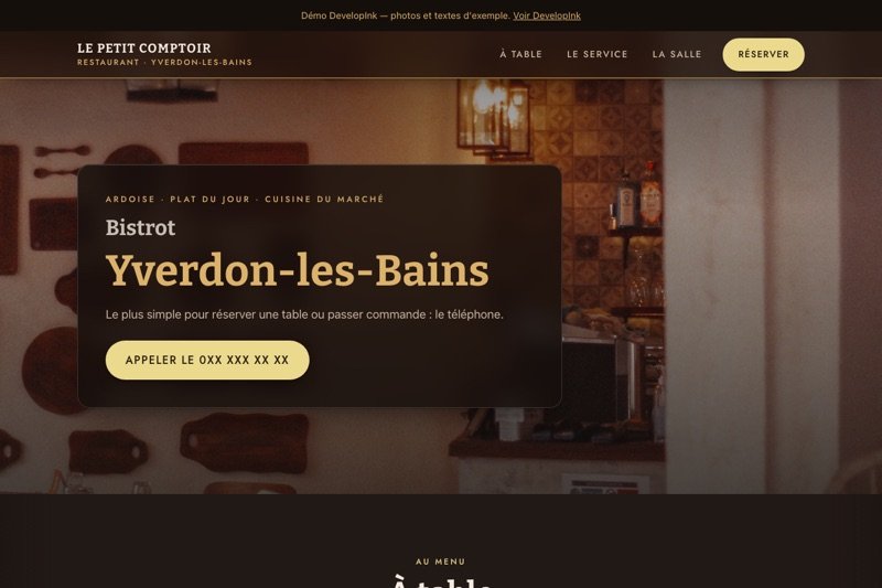 Aperçu du site d'exemple — Bistrot