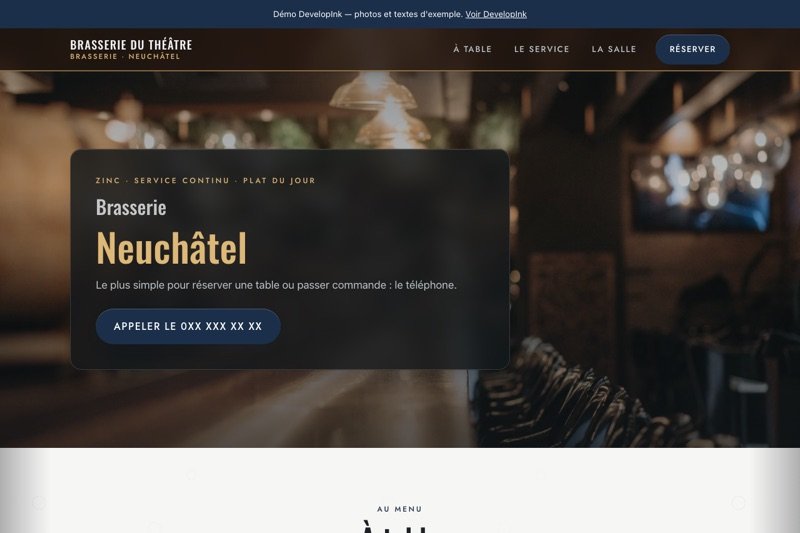 Aperçu du site d'exemple — Brasserie