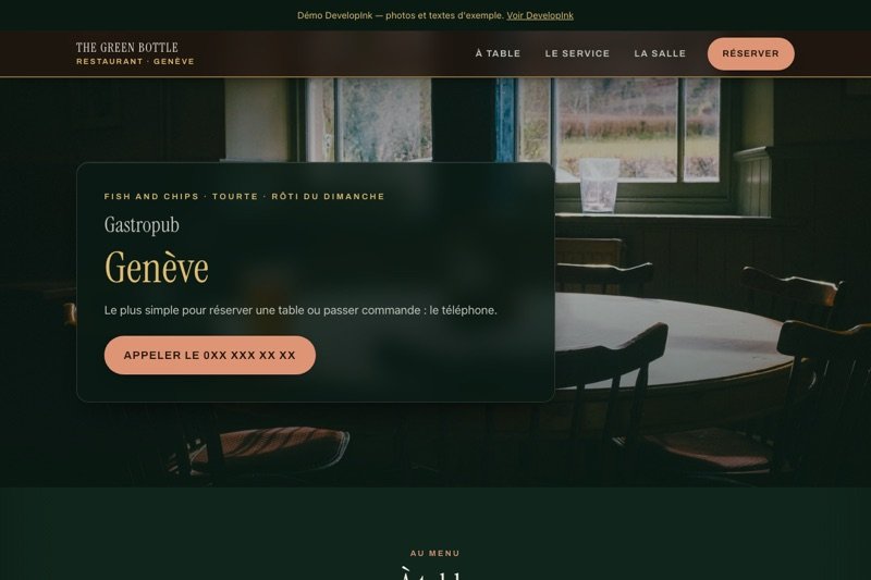 Aperçu du site d'exemple — Gastropub