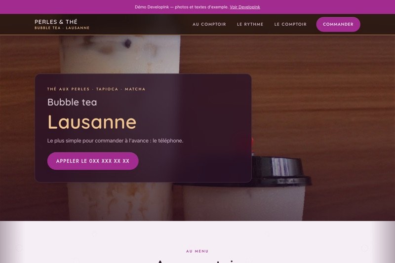 Aperçu du site d'exemple — Bubble tea