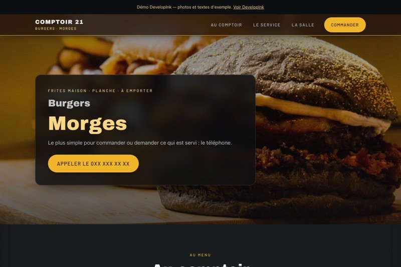Aperçu du site d'exemple — Burgers