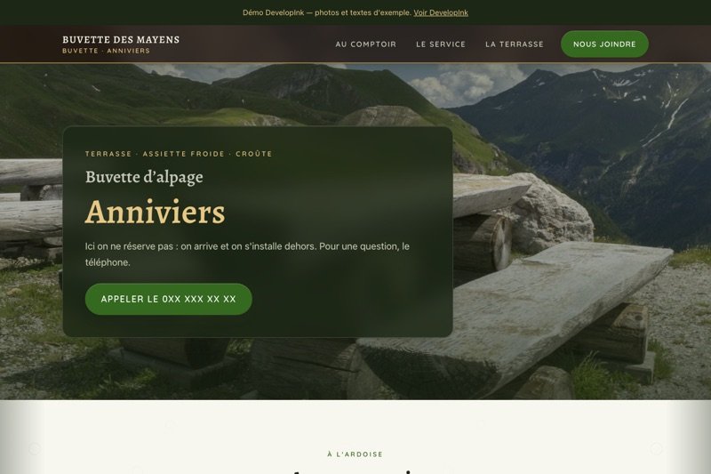 Aperçu du site d'exemple — Buvette