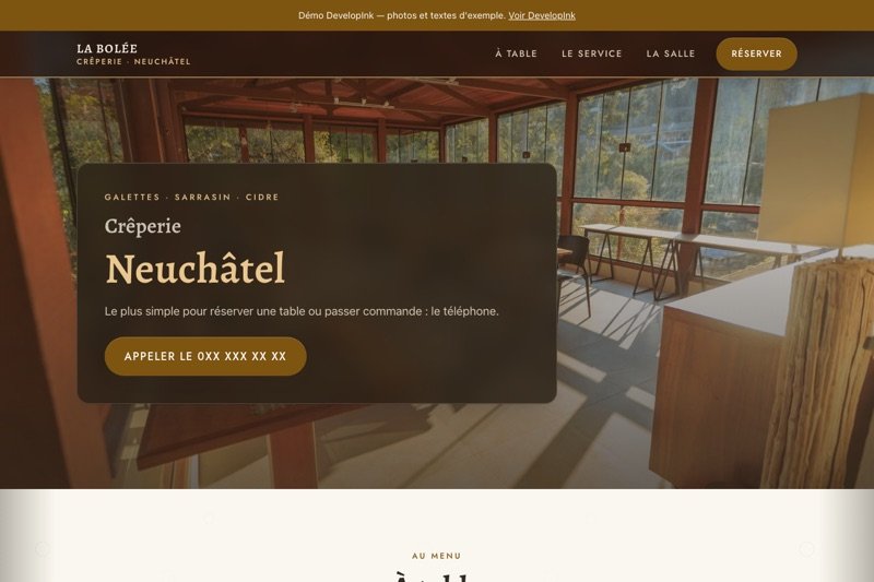 Aperçu du site d'exemple — Crêperie
