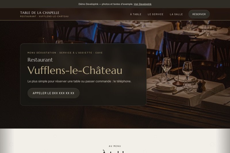 Aperçu du site d'exemple — Gastronomique