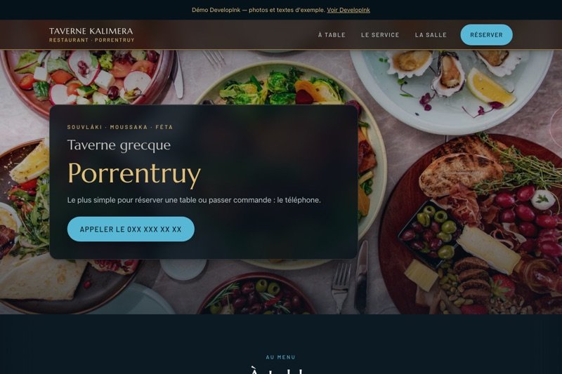 Aperçu du site d'exemple — Taverne grecque