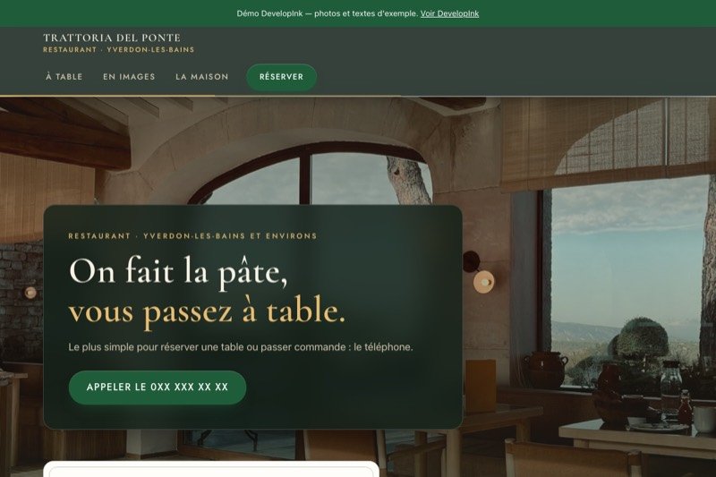 Aperçu du site d'exemple d'une trattoria italienne