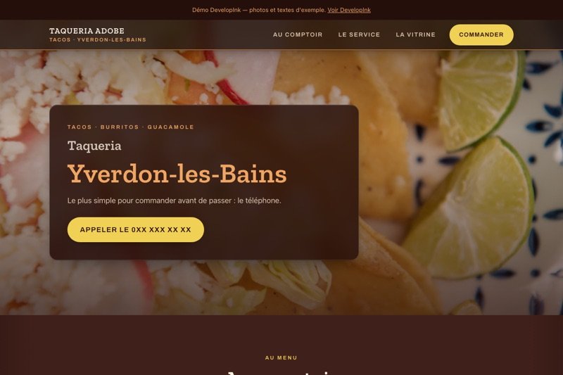 Aperçu du site d'exemple — Taqueria