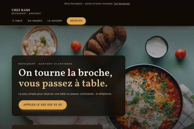Aperçu du site d'exemple d'un restaurant oriental