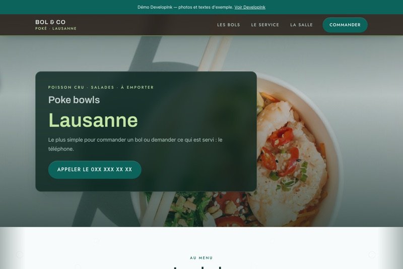 Aperçu du site d'exemple — Poke bowls