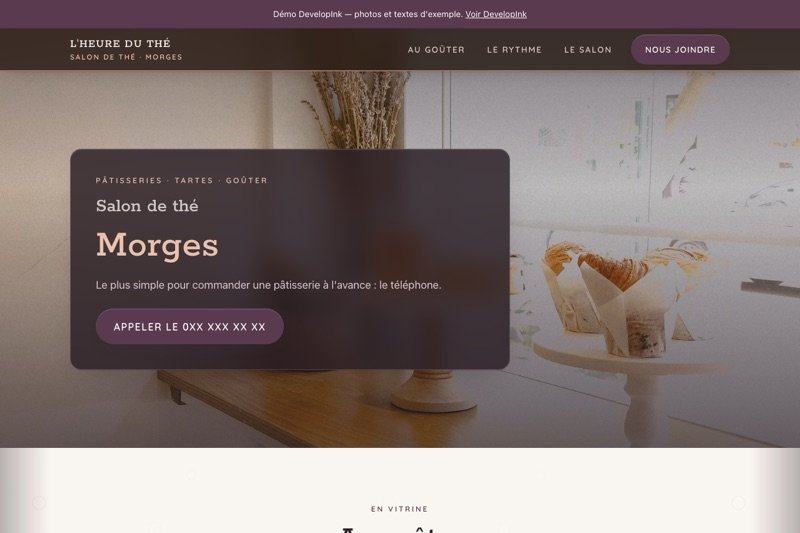 Aperçu du site d'exemple — Salon de thé