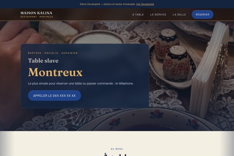 Aperçu du site d'exemple — Table slave