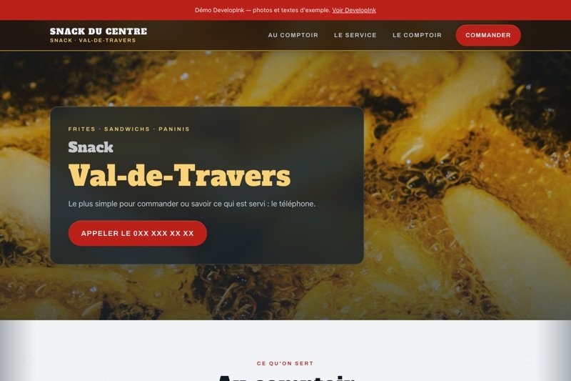 Aperçu du site d'exemple — Snack