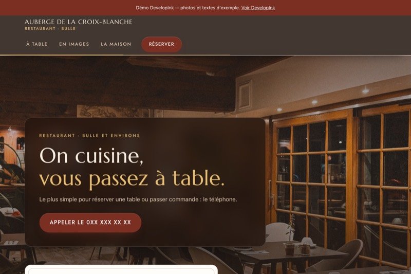 Aperçu du site d'exemple d'une auberge suisse