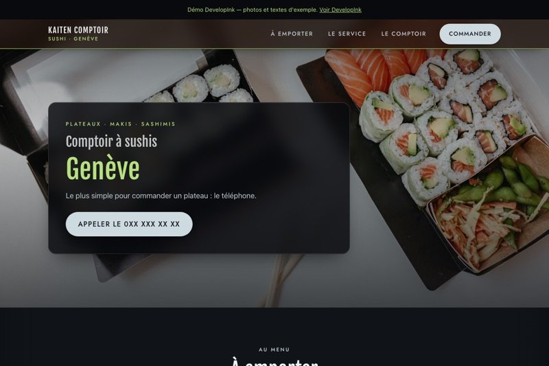Aperçu du site d'exemple — Comptoir à sushis