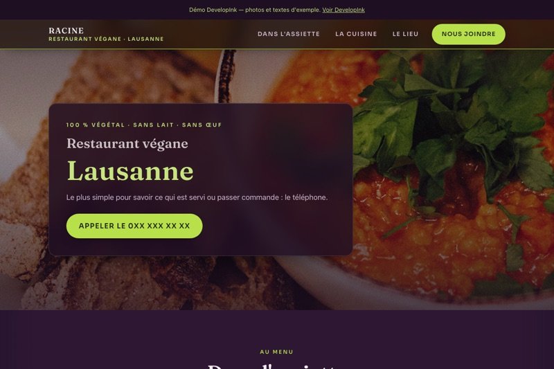 Aperçu du site d'exemple — Végane