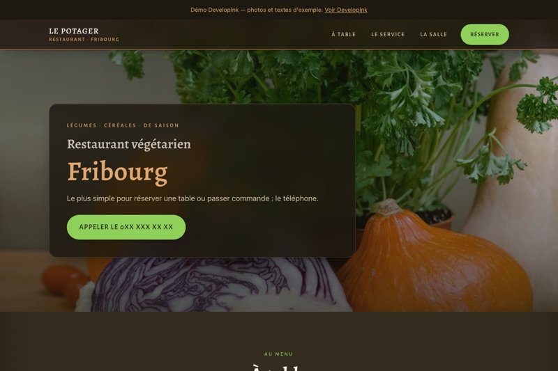 Aperçu du site d'exemple — Végétarien