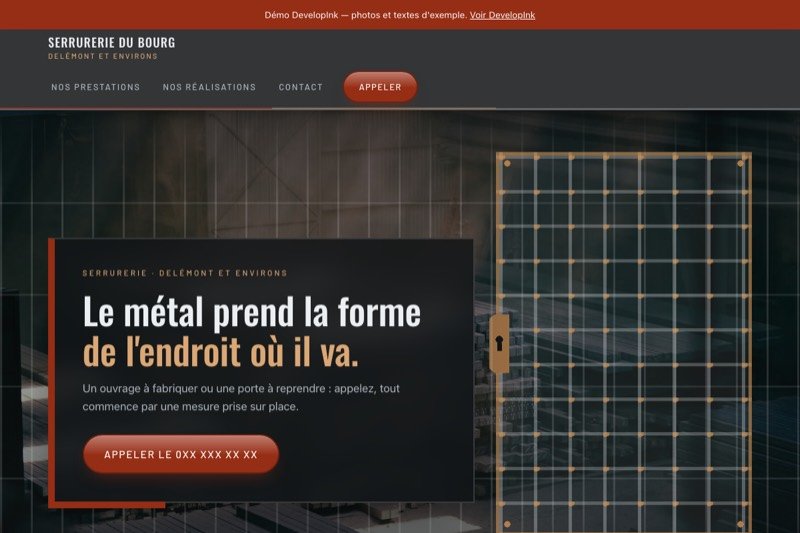 Aperçu du site d'exemple de serrurerie