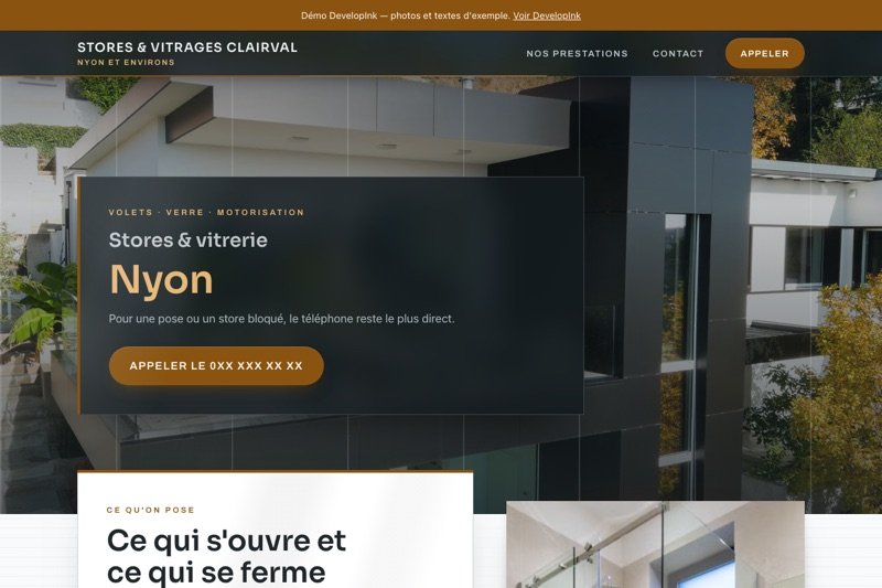 Aperçu du site d'exemple — Stores · vitrerie