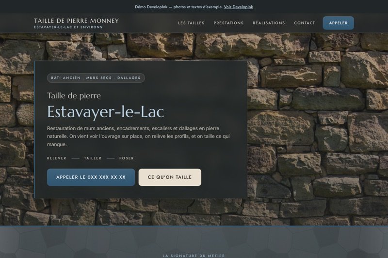 Aperçu du site d'exemple — Taille de pierre