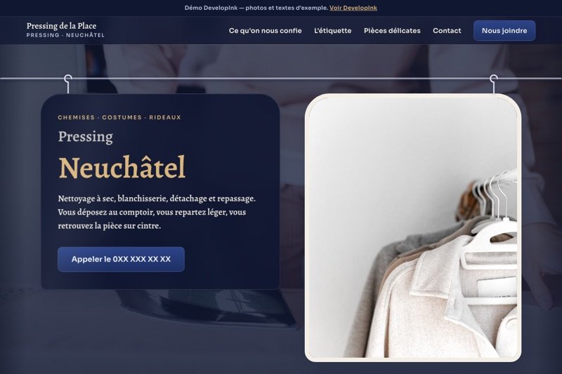 Aperçu du site d'exemple — Pressing