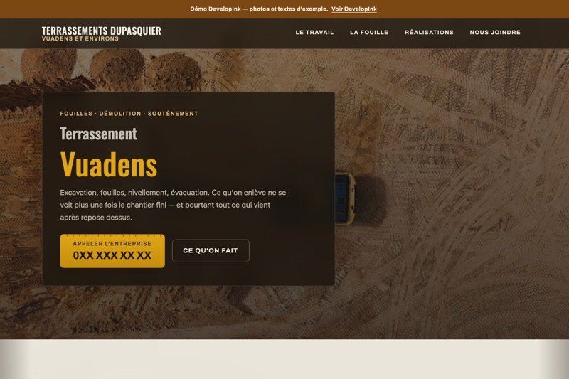 Aperçu du site d'exemple — Terrassement