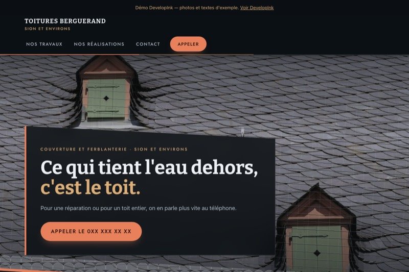 Aperçu du site d'exemple de toiture