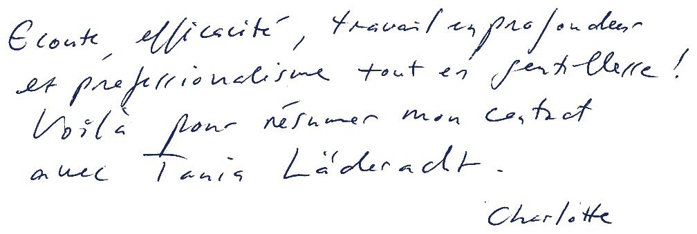 Mot écrit à la main par Charlotte